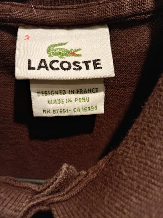Lacoste Brown Polo Shirt Made in Peru Size 3 (Small)