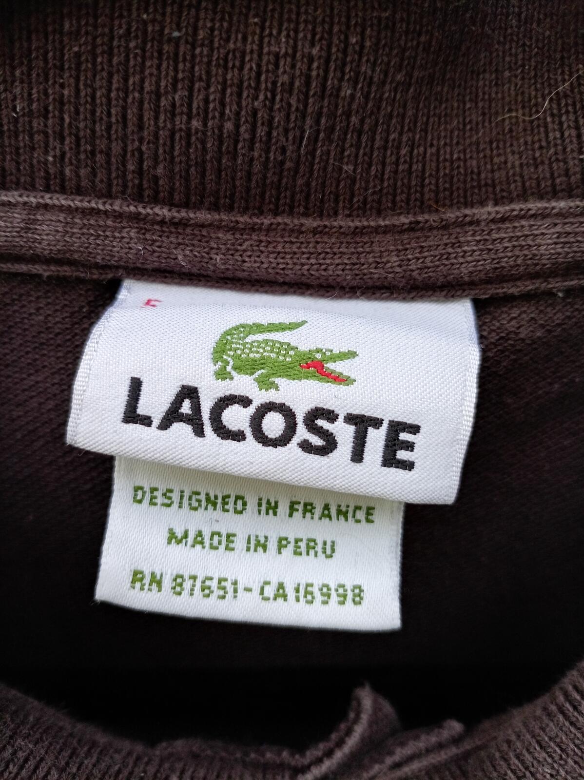 Lacoste Long Sleeve Brown Polo Shirt - Size 5 (Large)