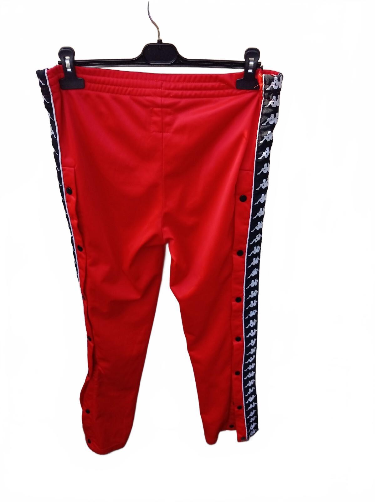 Kappa Banda Tearaway Track Pants – Red/Black – Vintage 90s/00s Full‑Snap L Rare