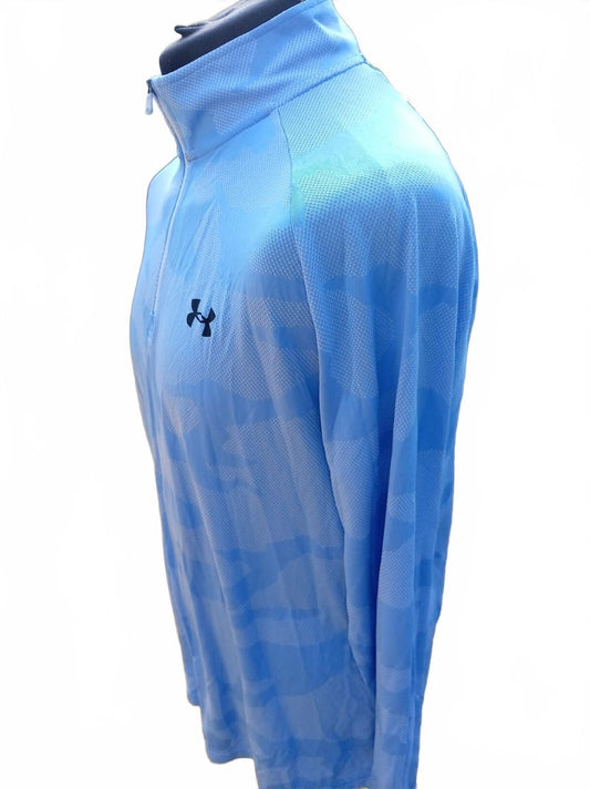 Under Armour Light Blue Camo 1/4 Zip - XL 23" P2P