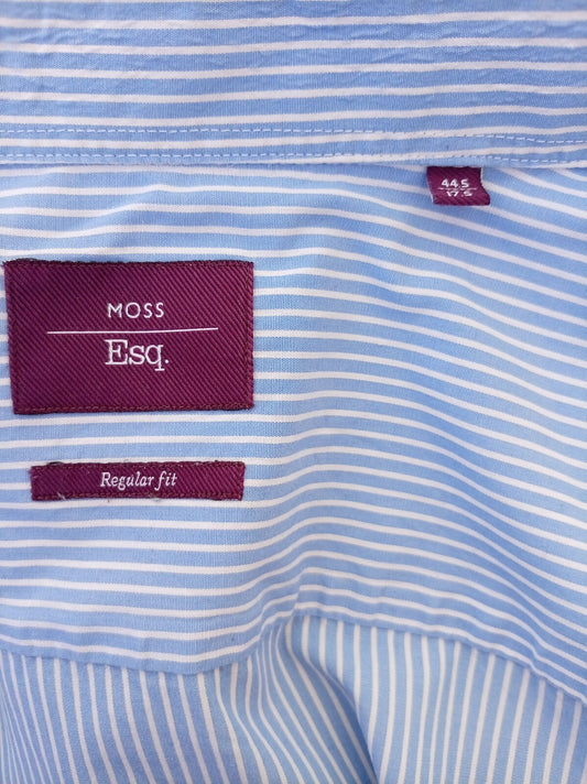 Moss Esq. Shirt – 17.5" Neck – Regular Fit – Blue Stripe – XXL Fit