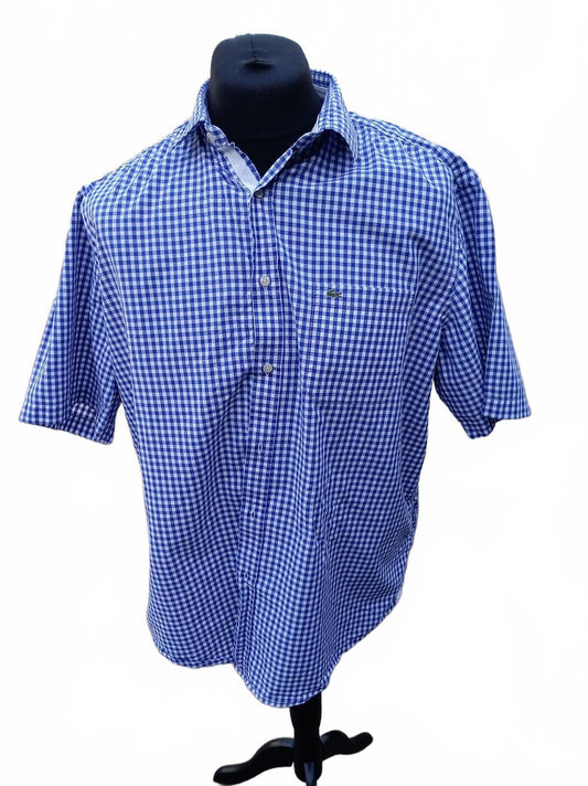 Lacoste Men’s Shirt – Size 44 / XL – Blue Check – Regular Fit – Early 2000s