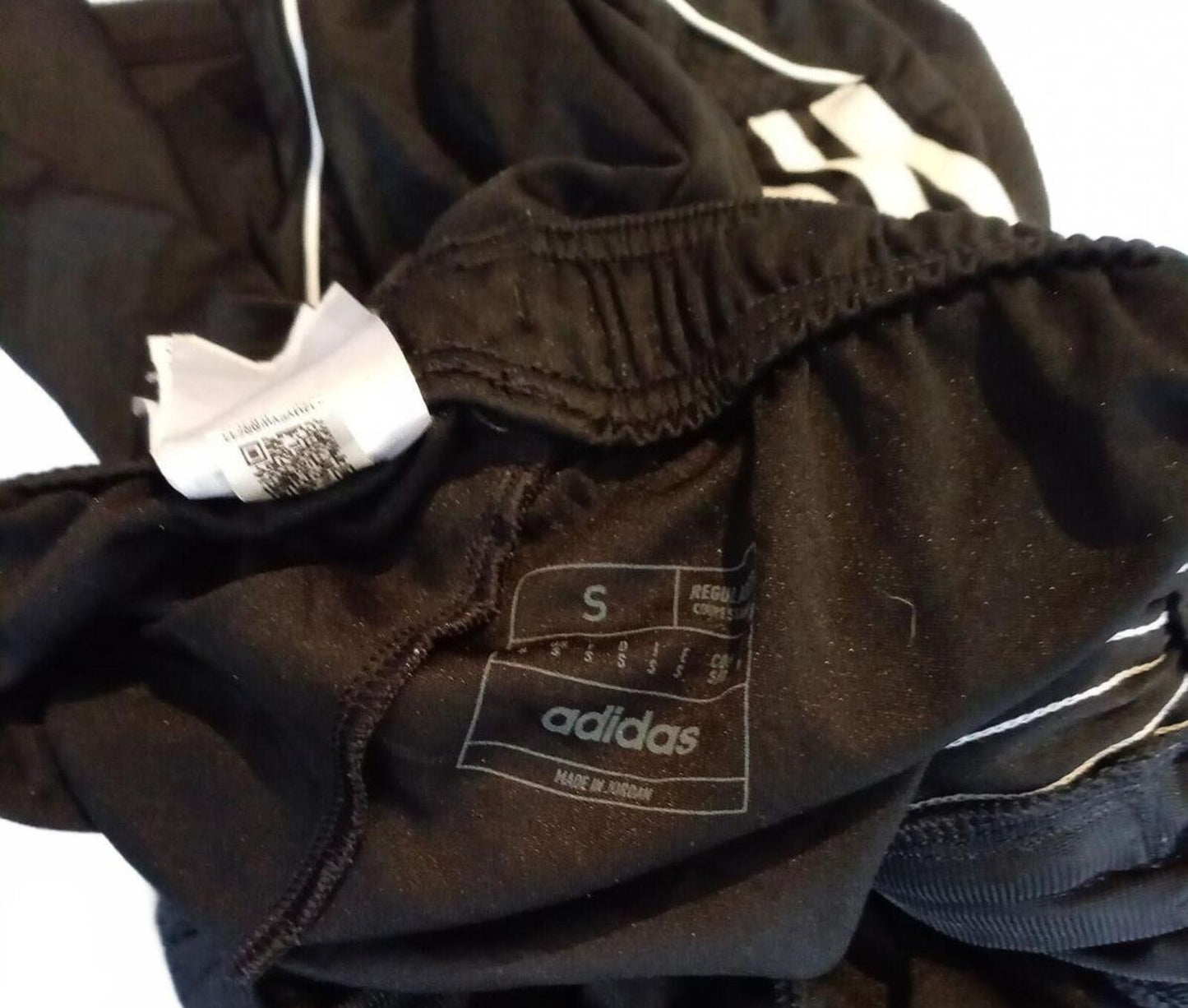Adidas Black Athletic Shorts with White Stripes Size S