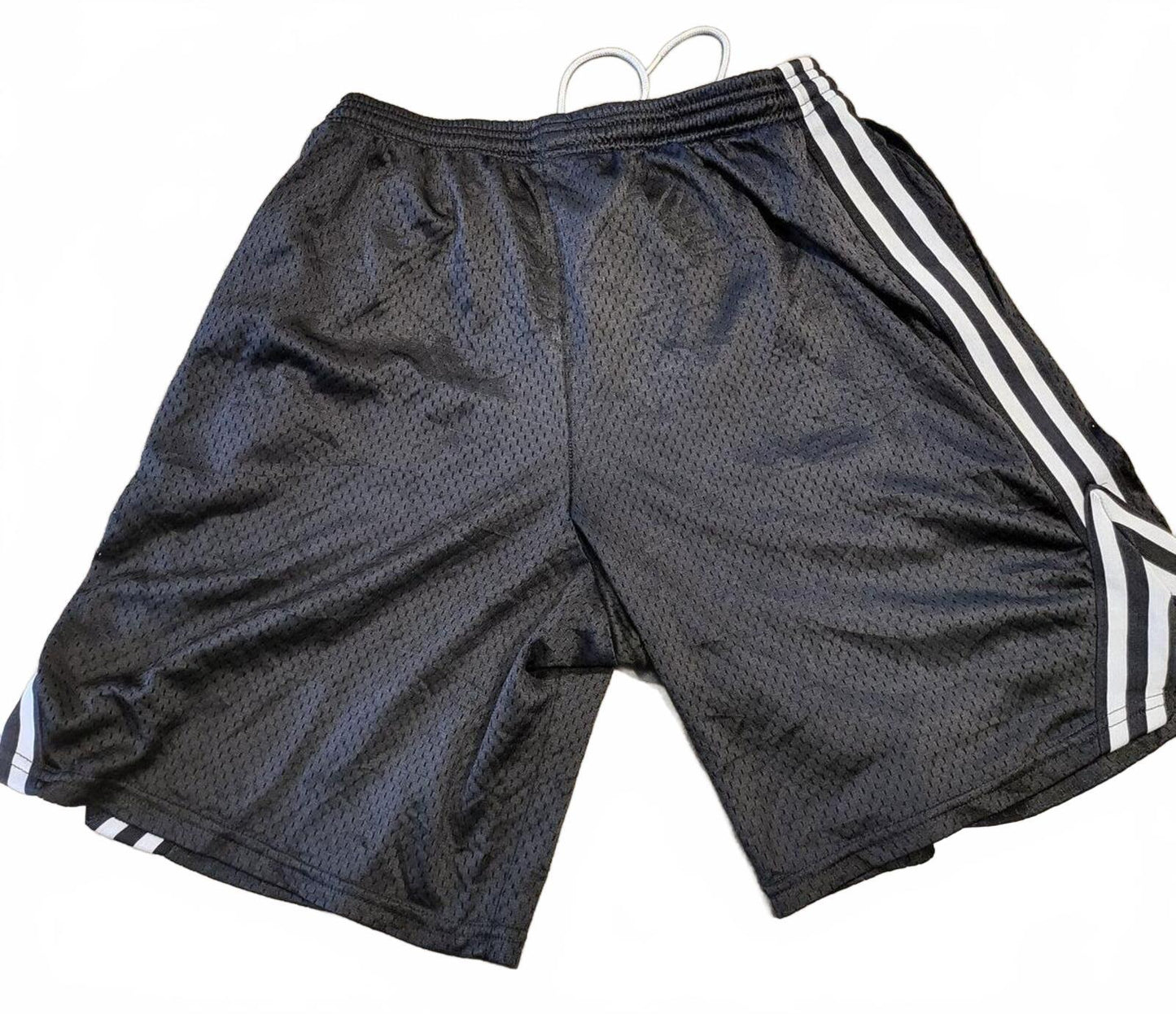 Champion Black Mesh Athletic Shorts with Side Stripes - Medium