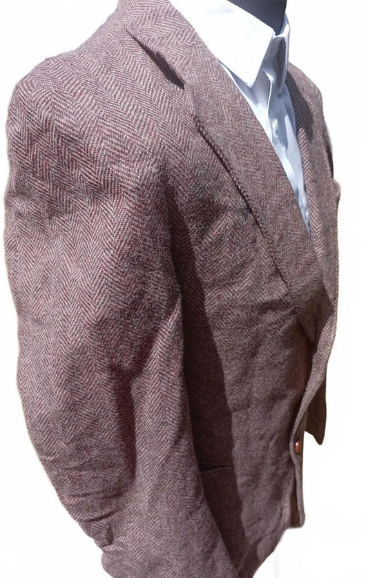 Vintage Levis Tailored Classics Tweed Blazer Jacket Brown Herringbone UK 40L 42R