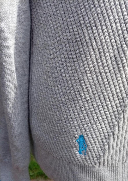 Glenmuir Quarter Zip Sweater Medium Grey – Ribbed Knit Golf – Men’s Pullover