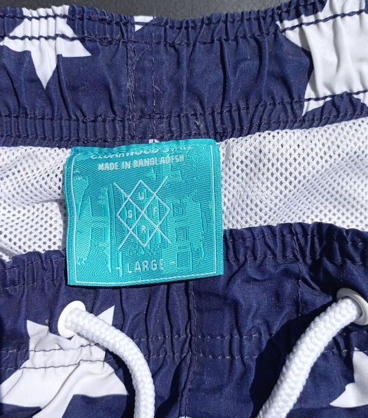 Quantico Surf Men’s Swim Shorts Stars Size L Drawstring Mesh Lining