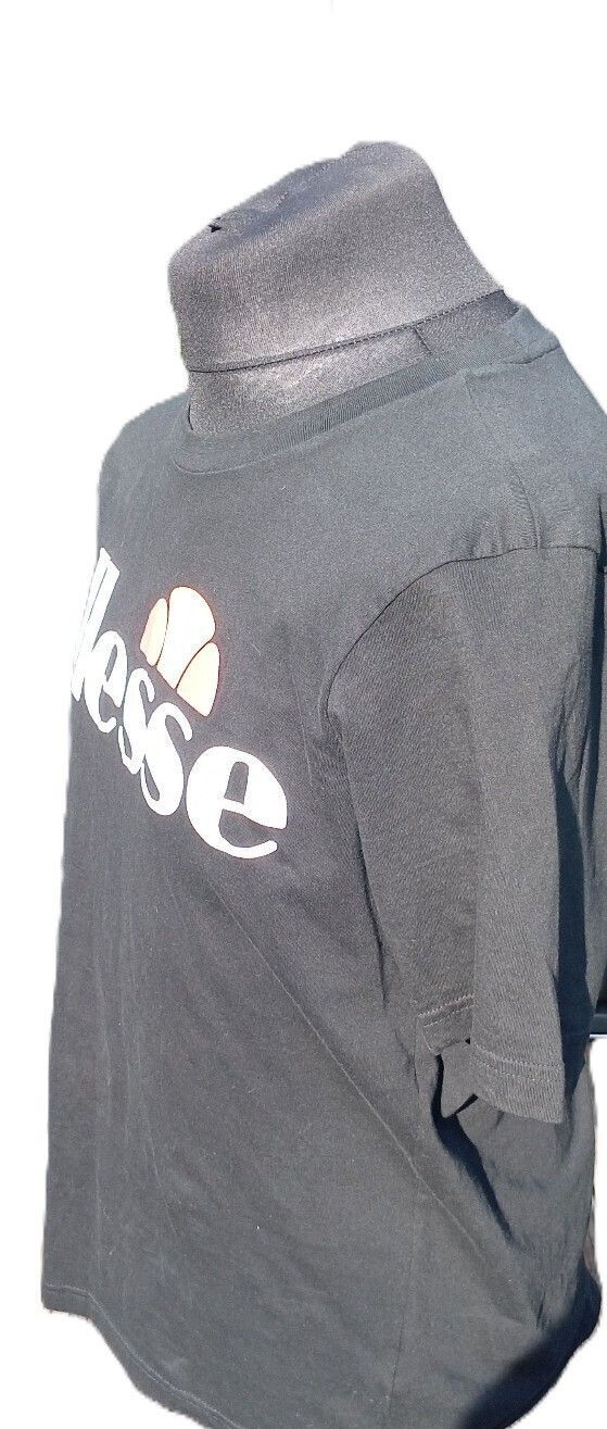 Ellesse Black Logo Print T-Shirt - Large - 22" P2P