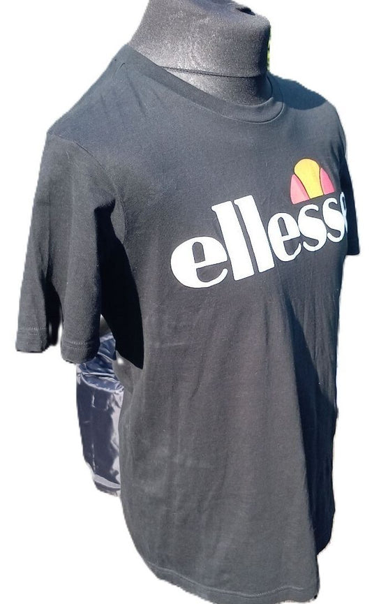 Ellesse Black Logo Print T-Shirt - Large - 22" P2P
