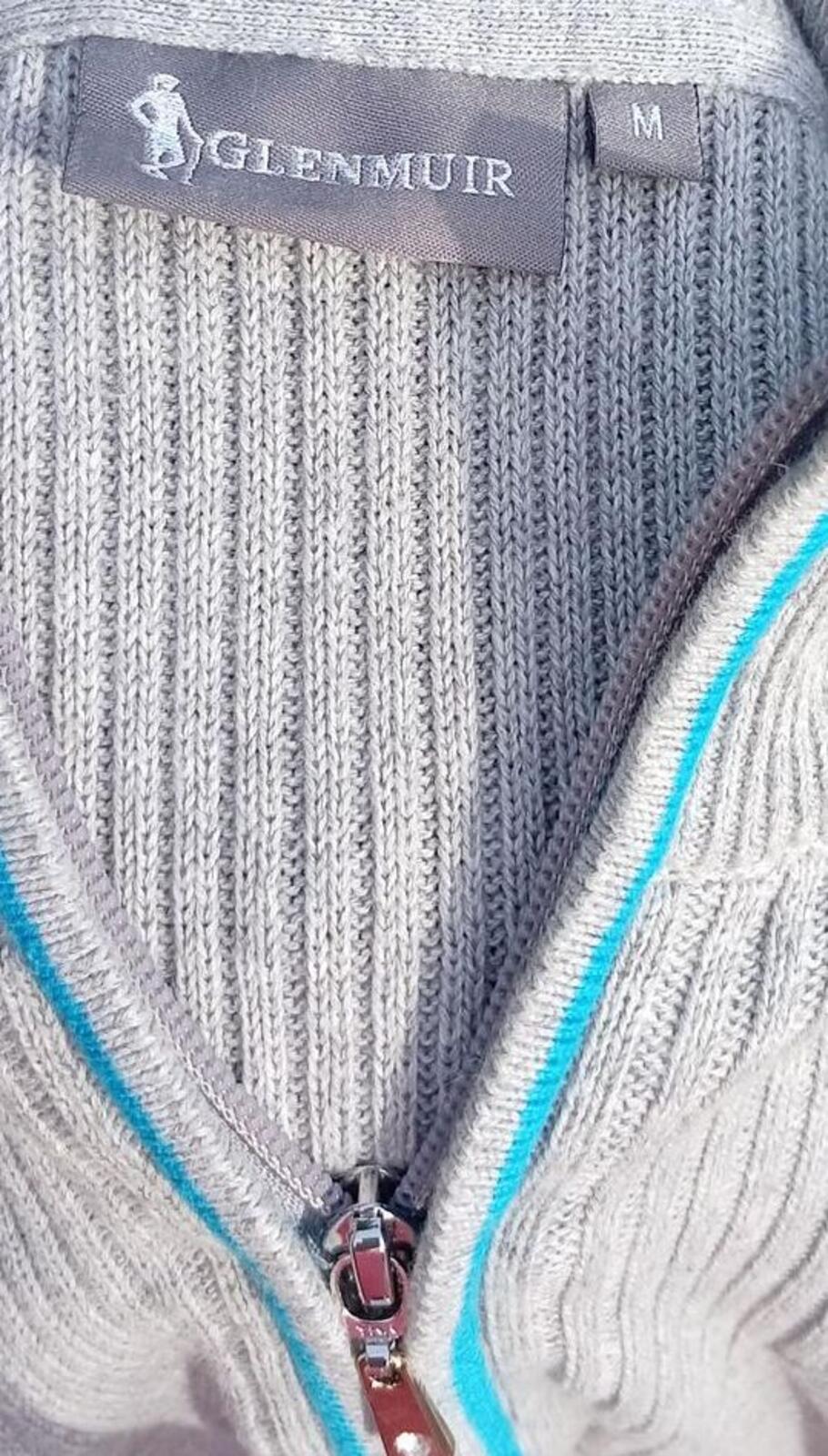 Glenmuir Quarter Zip Sweater Medium Grey – Ribbed Knit Golf – Men’s Pullover