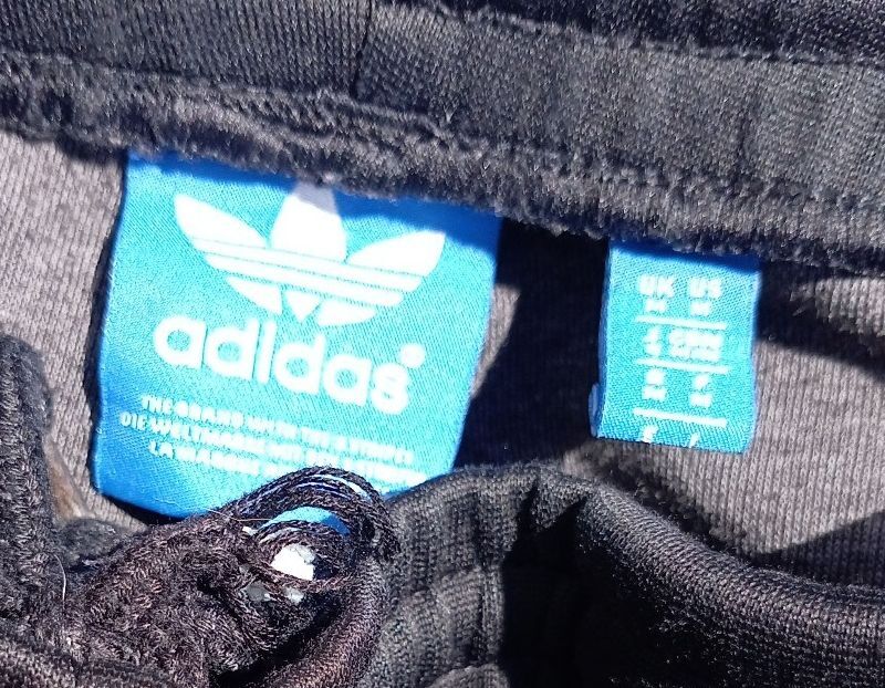 Adidas Black Track Pants with White Stripes and Logo Medium