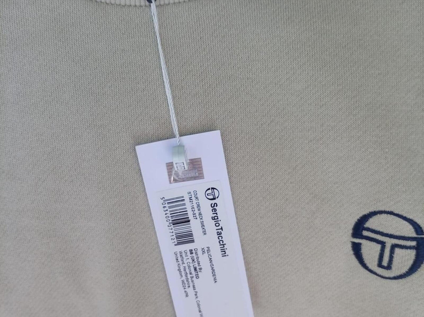 Sergio Tacchini Men's Court Crew Neck Sweater - XXL - Pelican Beige - BNWT
