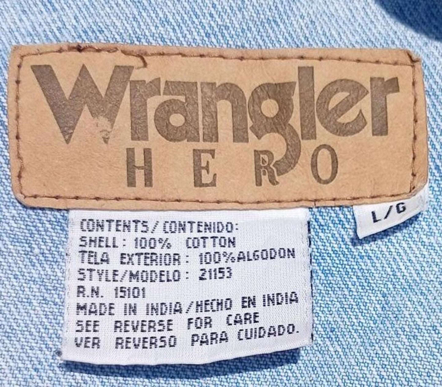 Vintage Wrangler Hero Denim Trucker Jacket - Size Large (Oversized 25" P2P)