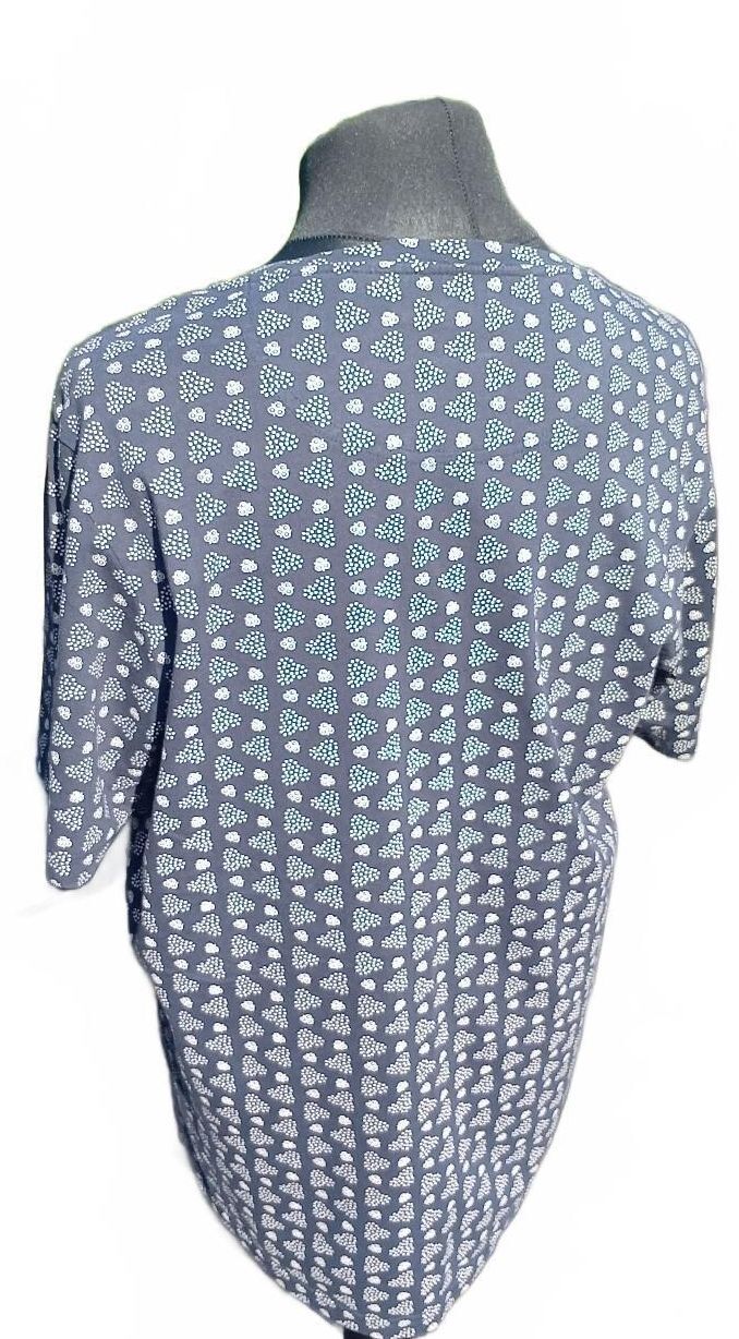 Men's Navy Blue Patterned Farah T-Shirt with Chest Pocket - XL 23" P2P