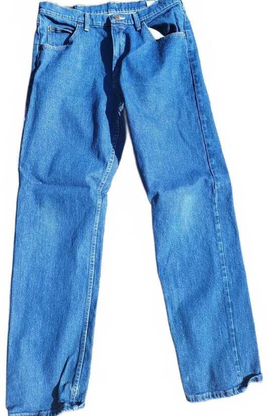 Wrangler Comfort Flex Mens Jeans Size W34 L34 Straight Leg Blue Denim