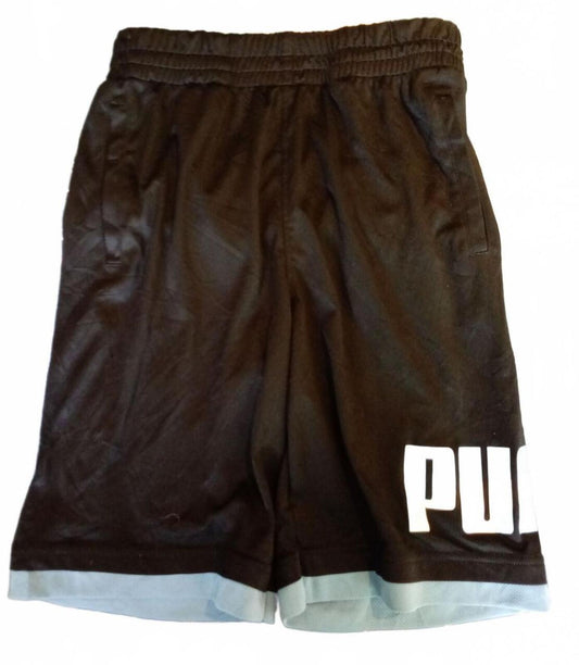 Puma Black Sports Shorts with Light Blue Trim - Medium