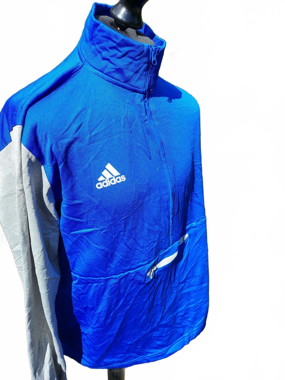 adidas 1/4 Zip Training Top - Blue & Grey - Men’s XXL - Front Zip Pocket