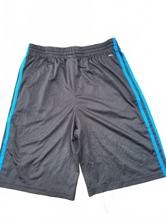 Adidas Boys' Black Athletic Shorts with Blue Stripe Size LY - 14/16