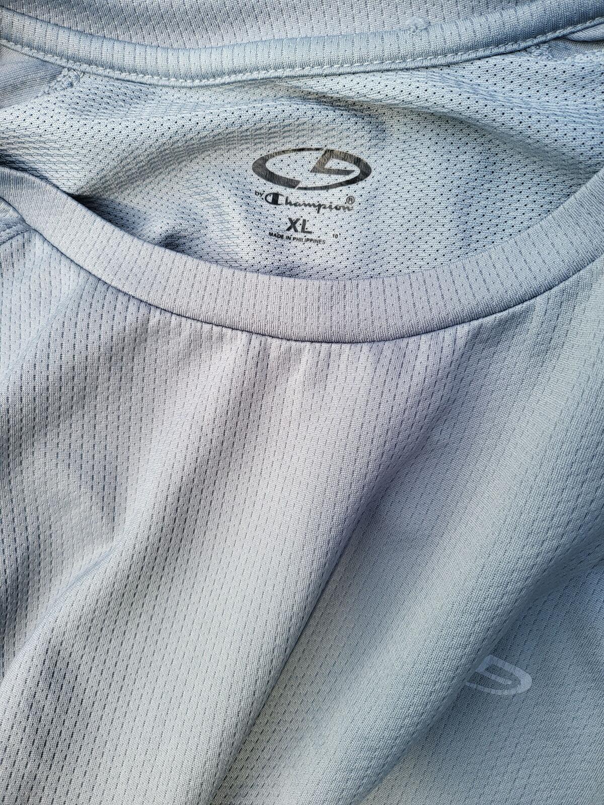 CHAMPION Men's Light Blue Short Sleeve Sports T-Shirt - XL