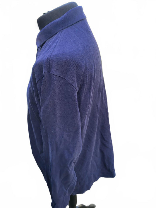 Lacoste Men's Long Sleeve Polo Shirt Navy Blue - Size 7 - XL