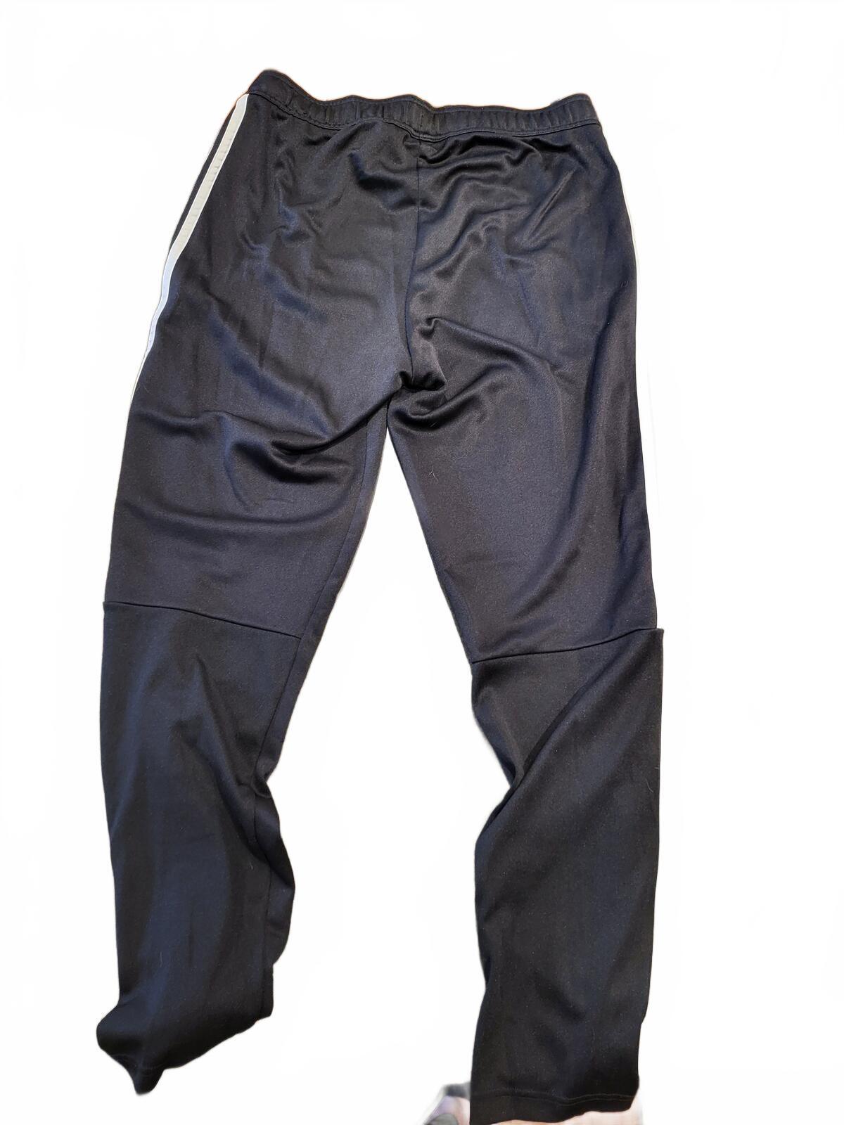 Adidas Black Track Pants with White Stripes - Medium