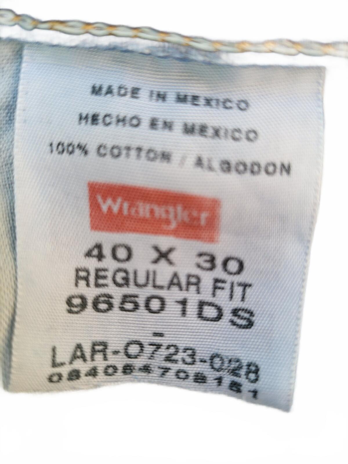 Wrangler Regular Fit Jeans W40 L30 – Blue – 100% Cotton – Men’s Straight Leg