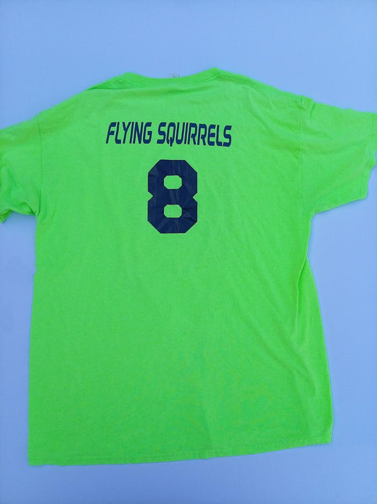 Idaho Senior Wood Bat Softball T-Shirt - Flying Squirrels #8 - Neon Green Large