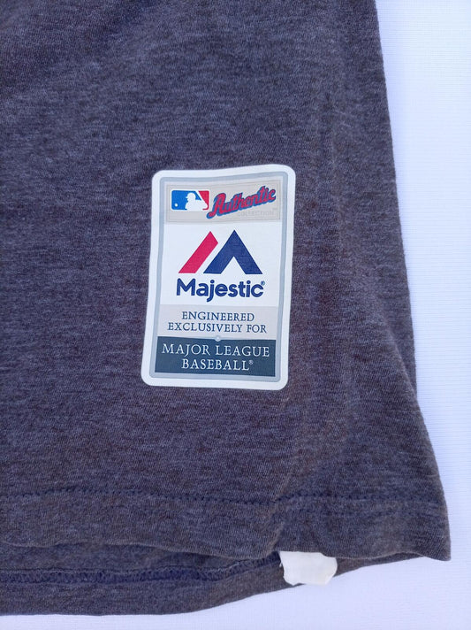 New York Mets Majestic MLB Authentic T-Shirt - Men's Large - Heather Grey