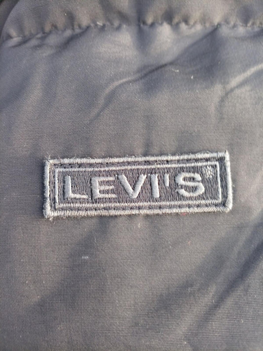 Vintage Levi's Down Puffer Jacket Men's Large Heavy Black Parka Coat 90s Winter