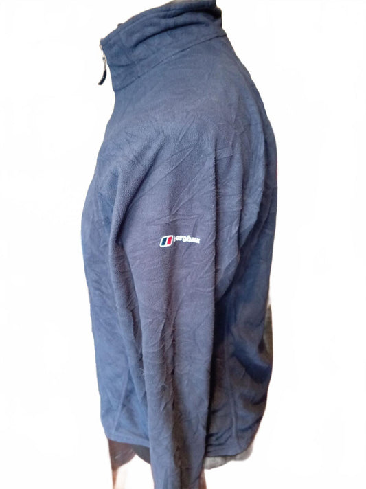 Berghaus Women's Quarter Zip Microfleece Pullover Navy Blue Size UK 14 Textured