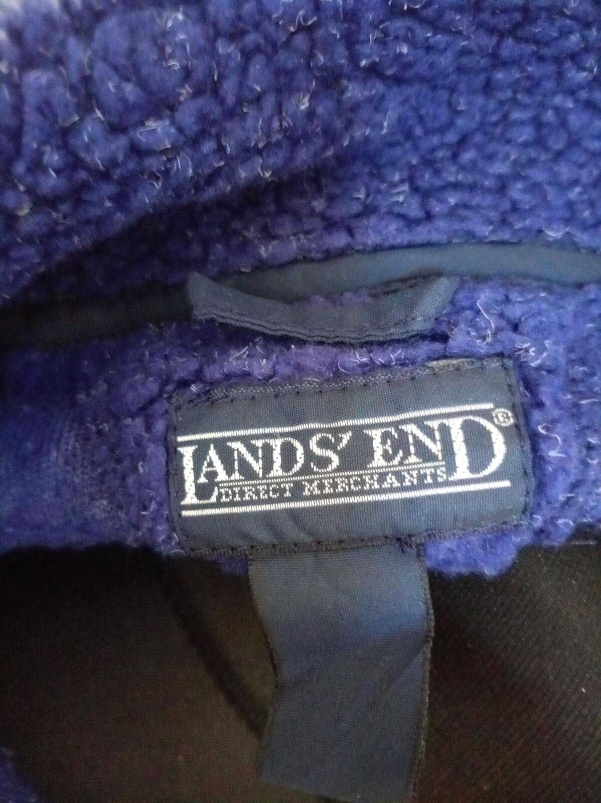 Vintage Lands End Deep Pile Fleece Blue Qtr Zip Large 22" P2P