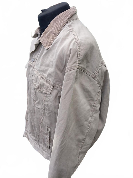 Vintage Levis 71168 Blanket Lined Jacket Cord Collar Beige Mens 27" P2P 2XL