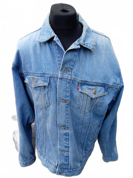 Vintage 90s Levis 70507 0500 Denim Trucker Jacket Men's XL Oversized Light Wash