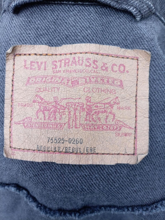 Vintage Levis Black Denim Jacket Large 1992 Type 3 Trucker 75525 90s Grunge