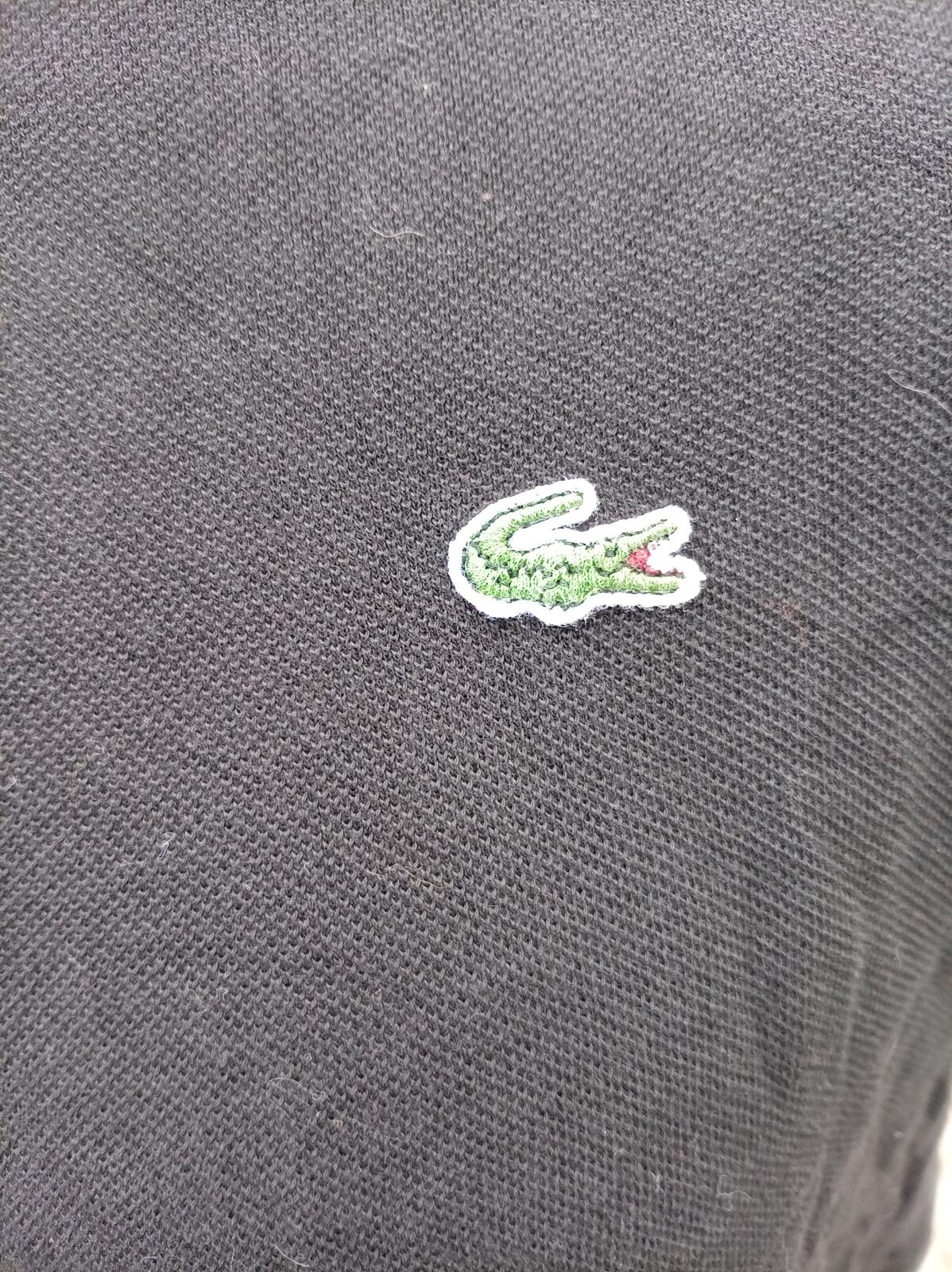 RARE Lacoste Michael Young Plastic Polo Shirt Large Size 5 Black 3D Textured