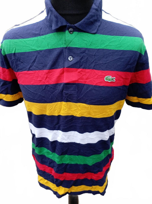 Lacoste x Hudsons Bay Company Striped Polo Shirt Mens Large L Multi Colour Croc