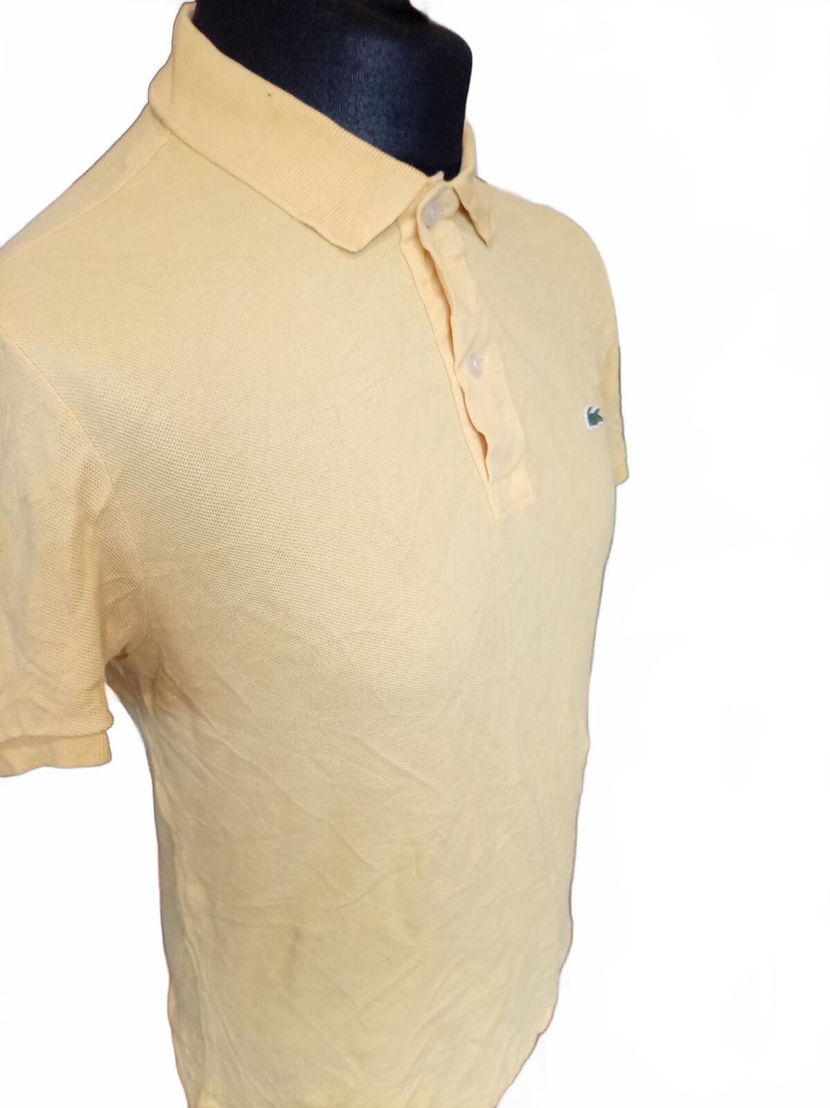 Lacoste Men's Polo Shirt Size 4 Medium M Yellow Slim Fit Short Sleeve Pique Croc