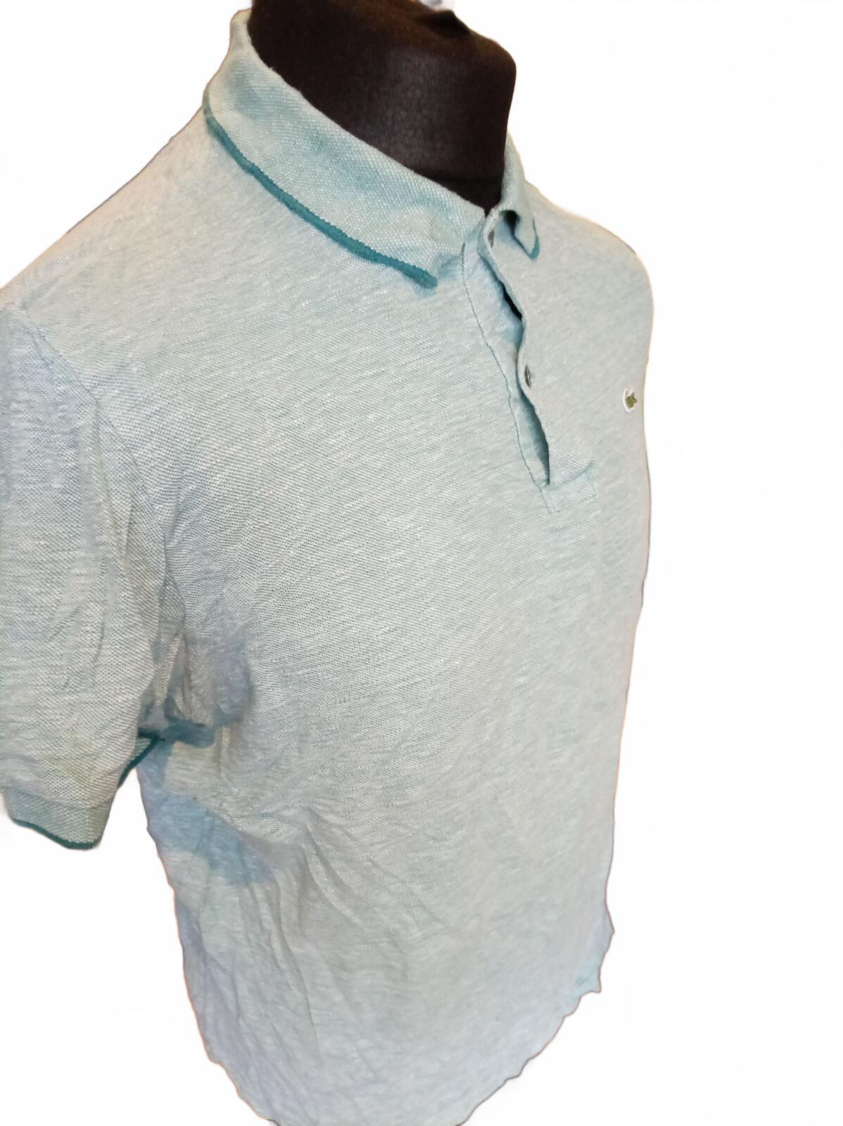 Lacoste Men's Polo Shirt Size 5 Large L Mint Green Marl Pique Short Sleeve Croc