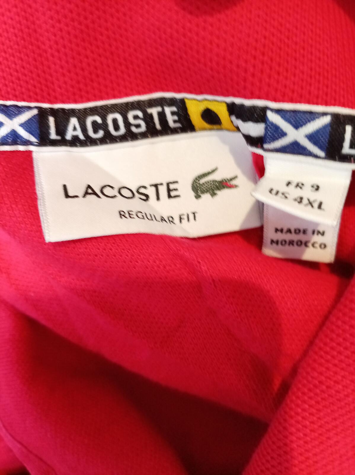 Lacoste Men's Sailing Gear Polo Shirt Red Big & Tall 4XL FR 9 Special Ed. Patch