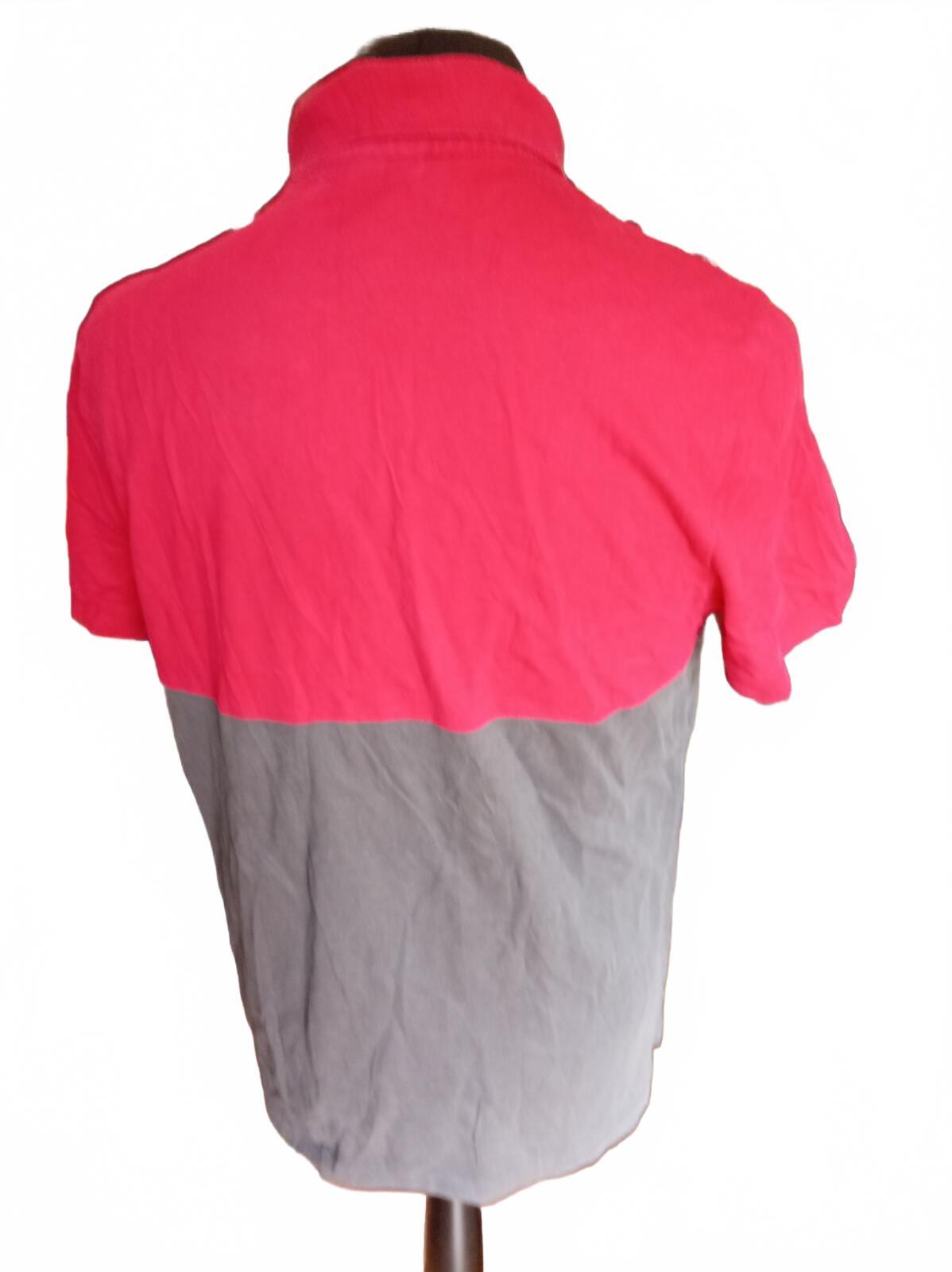 Lacoste Sport Colourblock Polo Shirt Pink Grey - Size 5 Large