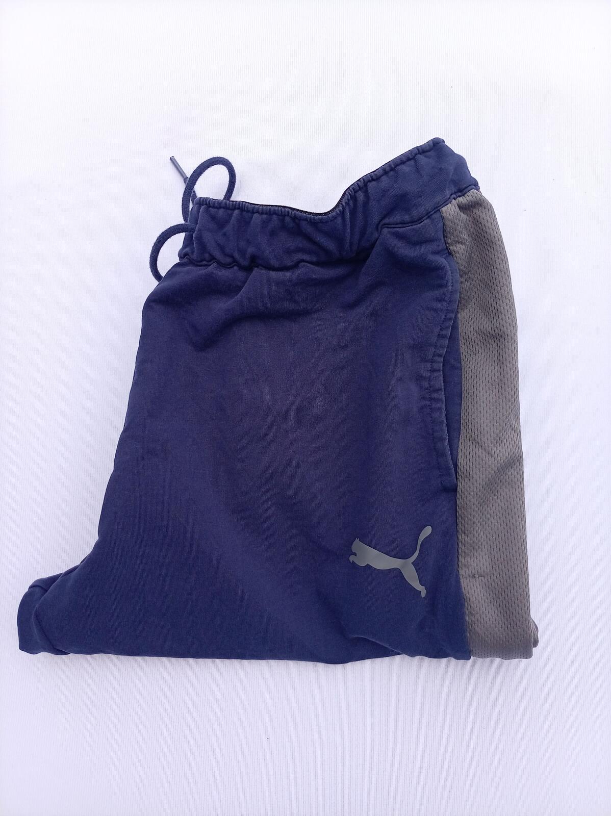 Puma Navy and Grey Track Pants Joggers - Medium