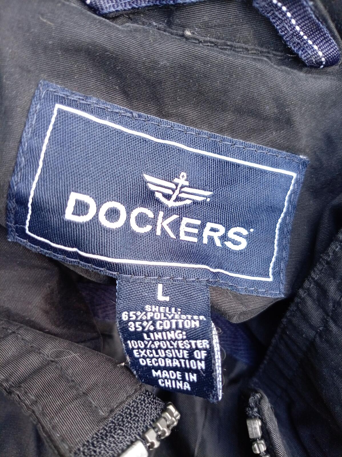 Dockers Men's Lightweight Bomber Jacket Size L Large Black Full Zip 24" P2P