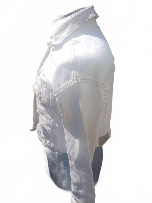 Lee Women's Denim Jacket Size 10 White Jean Trucker Coat Classic Casual Utility