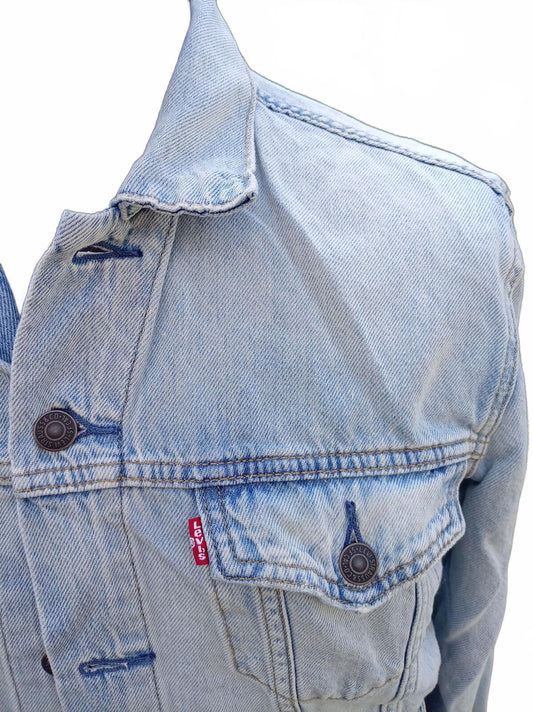Levi's Men's Trucker Denim Jacket Size S Small Light Wash Bleach Blue 21"
