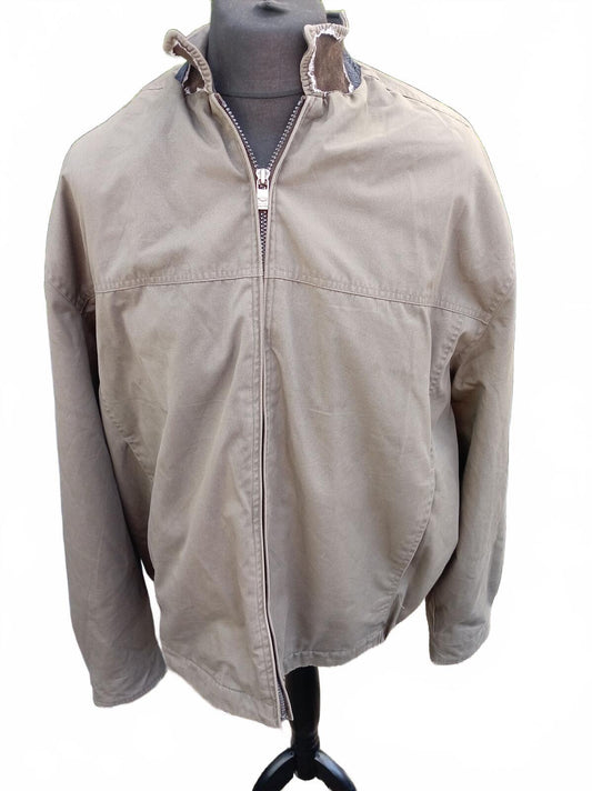 Dockers Full Zip Harrington Jacket XXL Khaki Tan 28" P2P Vintage Casual