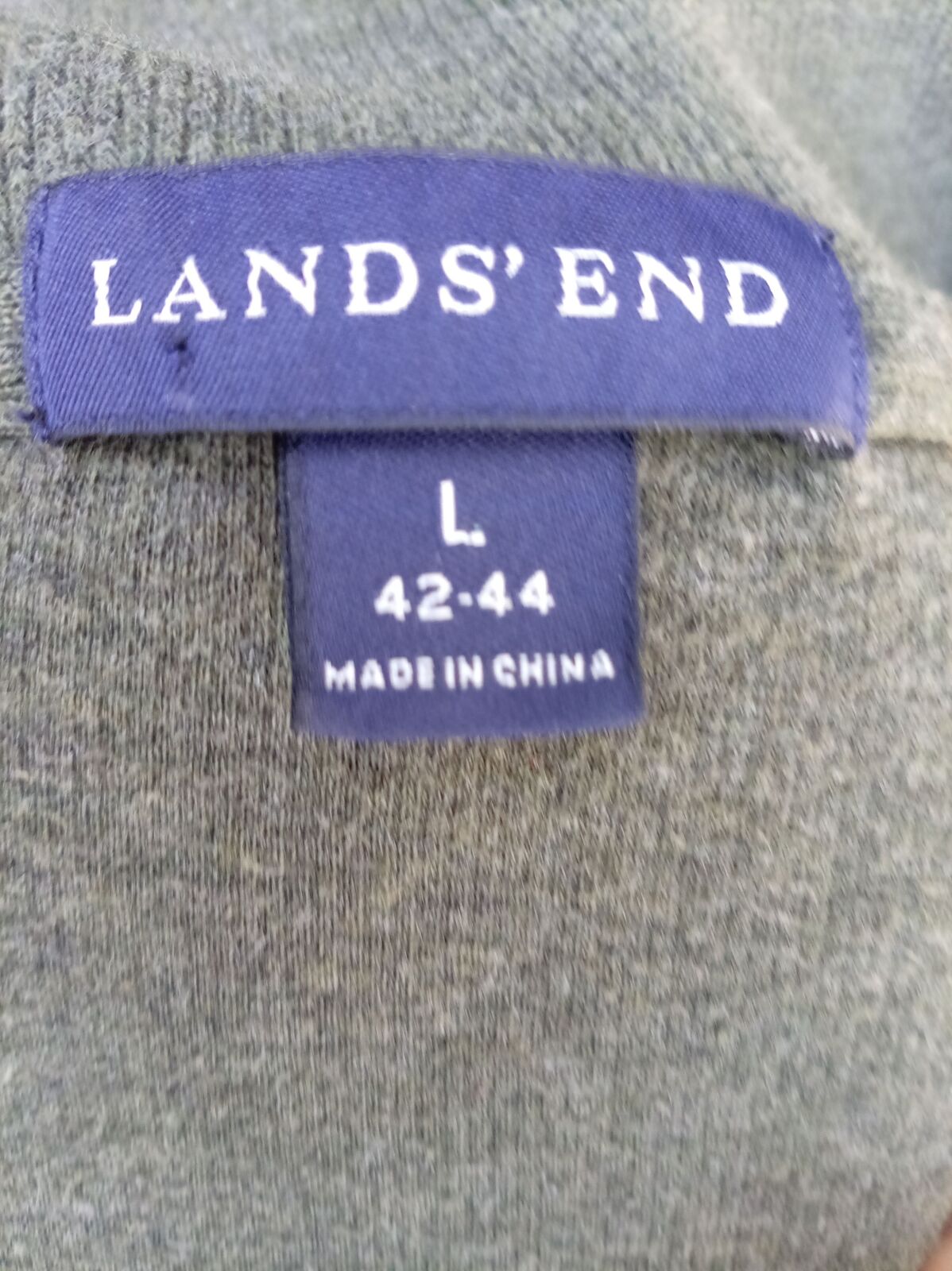 Lands’ End Quarter‑Zip Sweater – Grey Knit – Size L – Men’s Pullover