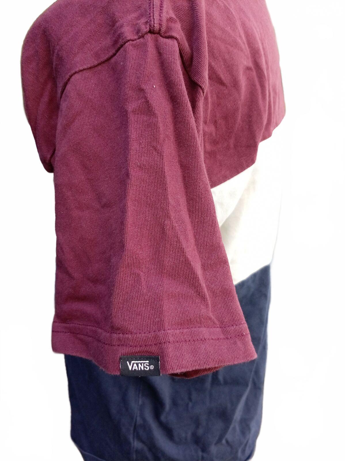 Vans Colour‑Block T‑Shirt – Burgundy/White/Navy – Size M – Skate Surf Tee