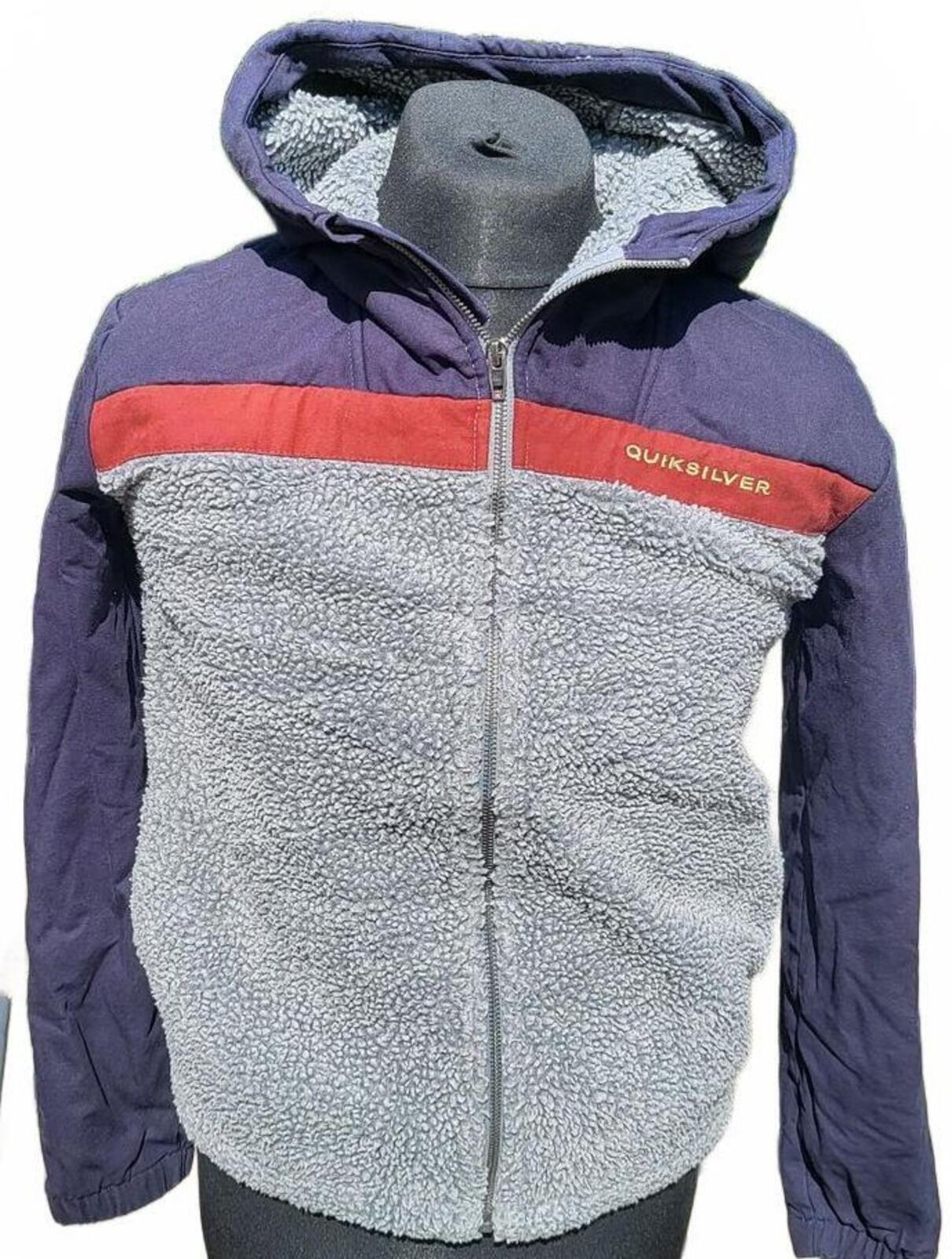 Boys Quiksilver 'Bogong Gum Mix' Sherpa Fleece Hoodie Jacket - Size 14 Years