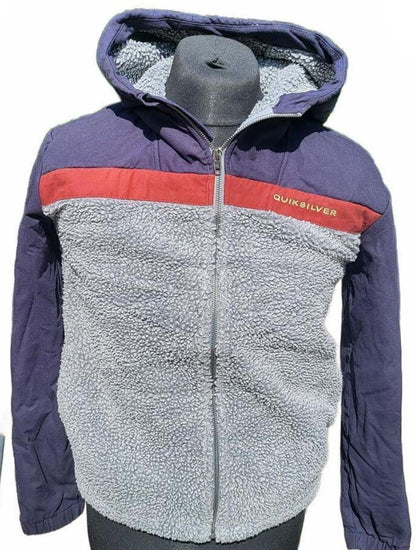 Boys Quiksilver 'Bogong Gum Mix' Sherpa Fleece Hoodie Jacket - Size 14 Years