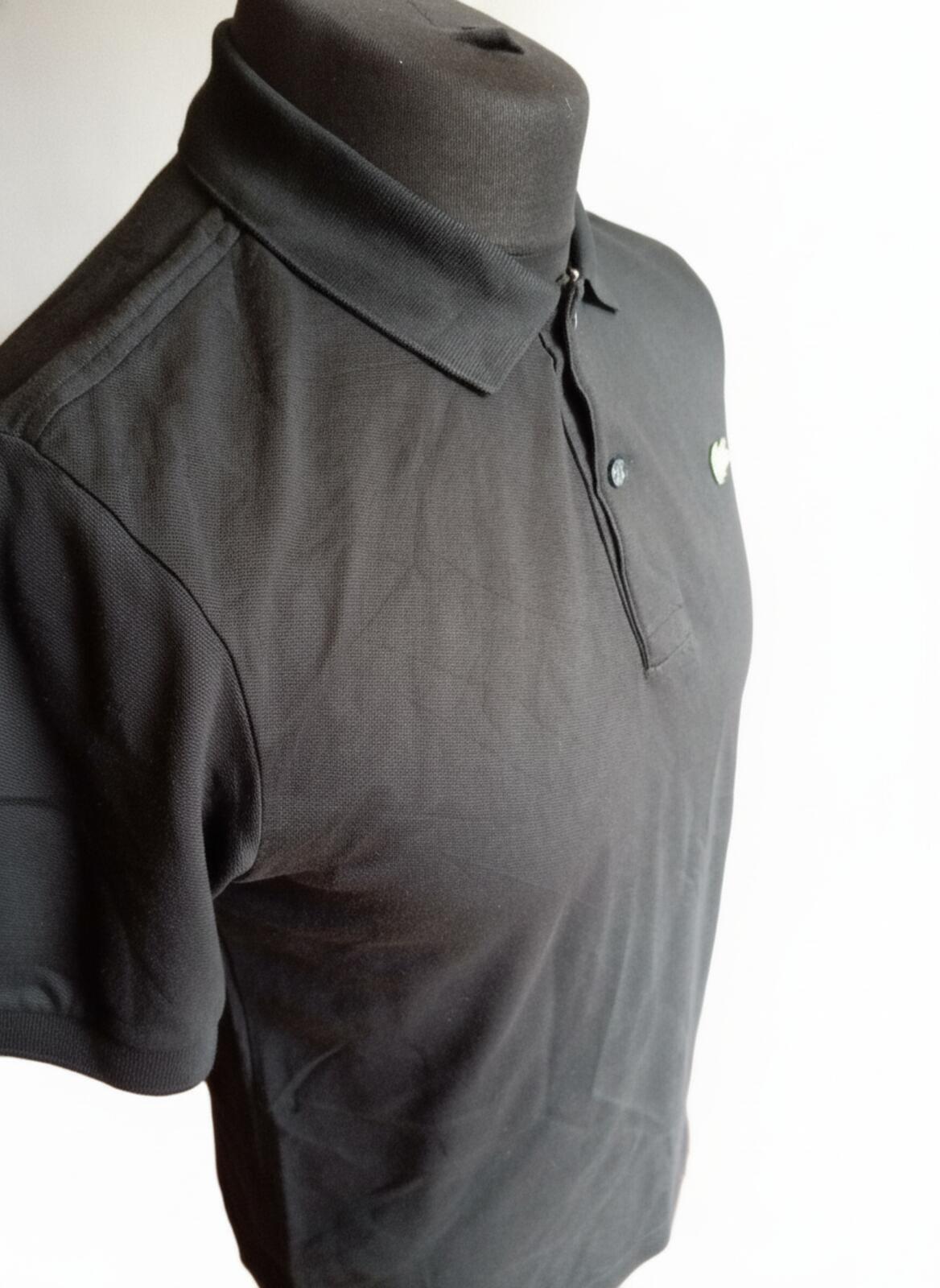 Lacoste L!VE Mens Polo Shirt Size M Medium Black Grey Croc Slim Fit Short Sleeve